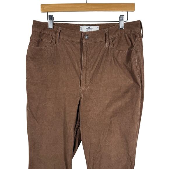 Hollister Pants Women Size 15S Brown Corduroy Ultra High Rise Bootcut Pocket Y2K - Picture 3 of 5